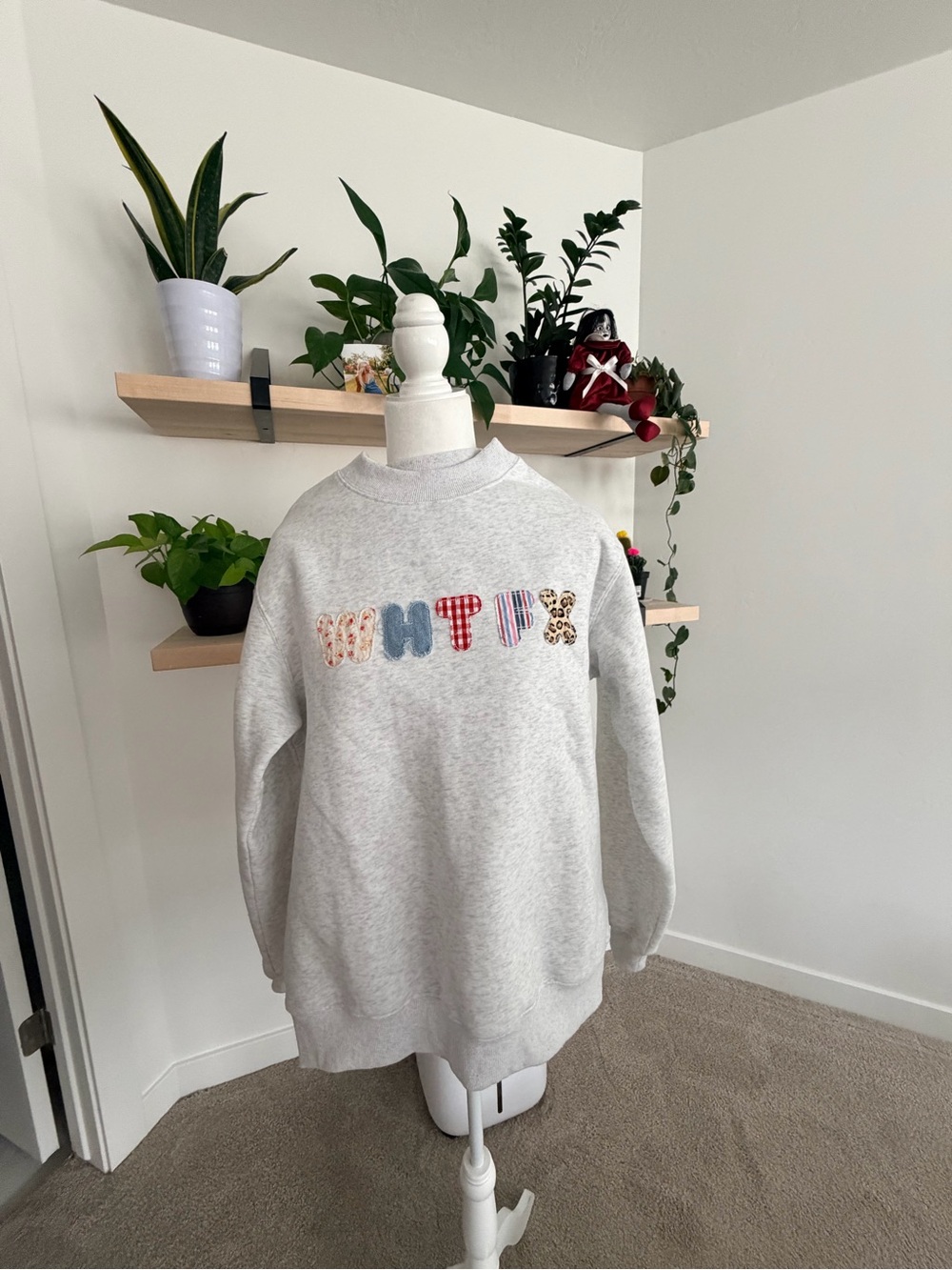 White Fox Boutique Grey Marle Applique Sweatshirt